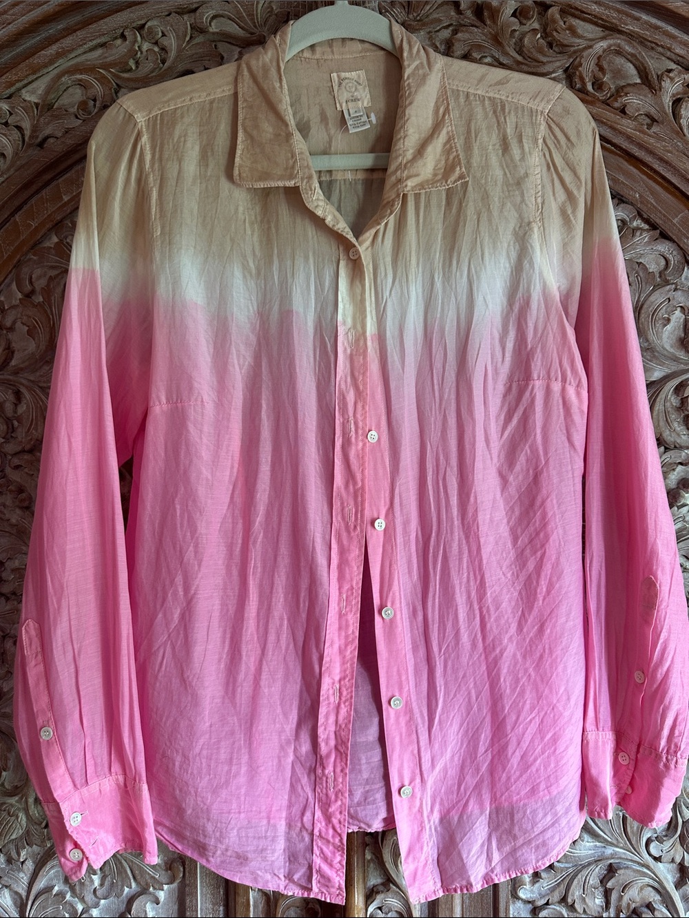 J. Crew Lightweight Button-Up Shirt Ombré pink to brown